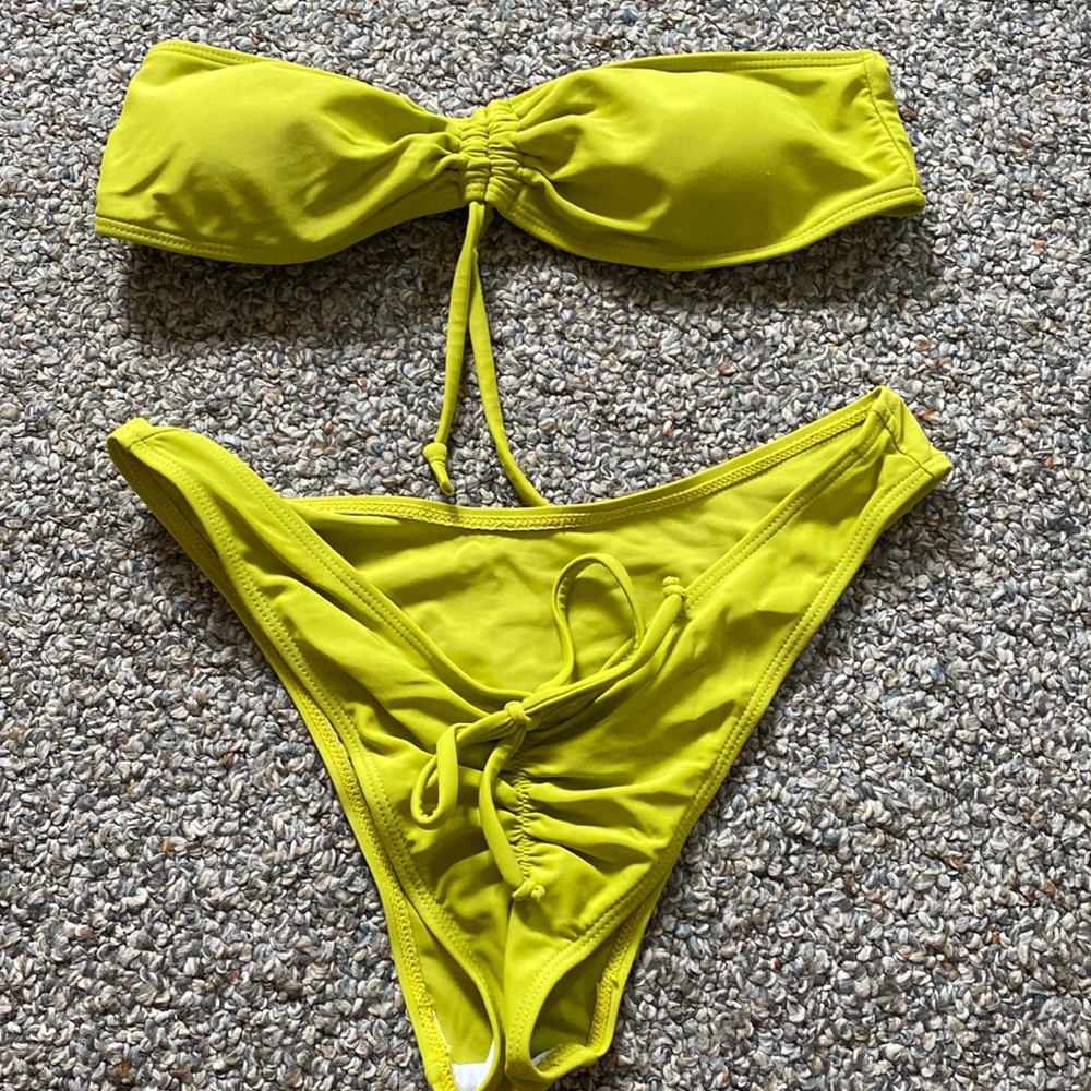 green strapless bikini - size small